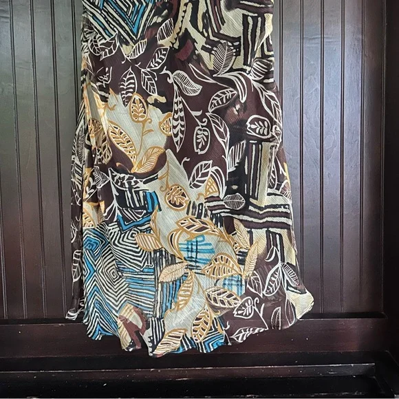 Y2K DSTUDIO 100% Silk Fairy Grunge Slip Dress Abstract Geo Indie Boho | Size 10 - Picture 8 of 14